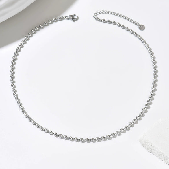 Wholesale Couple Style Light Luxury Geometric Stainless Steel Vacuum Plated Bead Necklace
