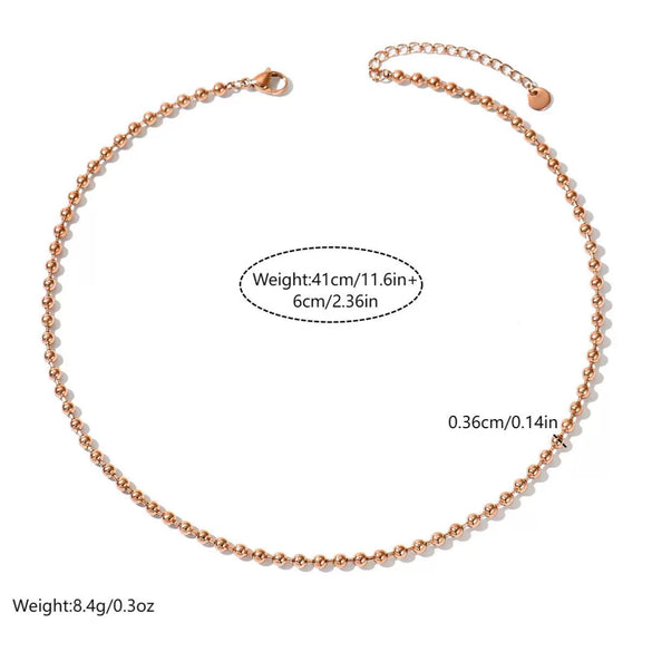 Wholesale Couple Style Light Luxury Geometric Stainless Steel Vacuum Plated Bead Necklace