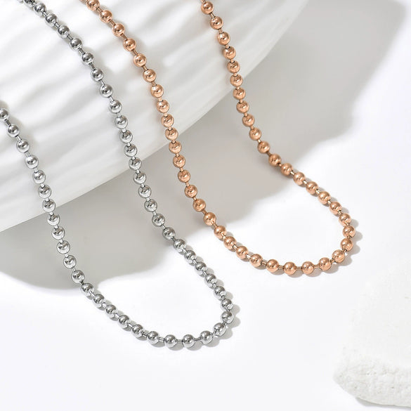 Wholesale Couple Style Light Luxury Geometric Stainless Steel Vacuum Plated Bead Necklace