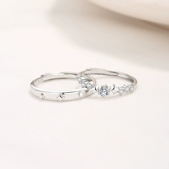 Wholesale Couple Style 925 Silver Ring With Star Shape And Diamond Design