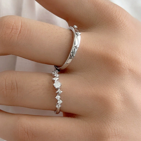 Wholesale Couple Style 925 Silver Ring With Star Shape And Diamond Design