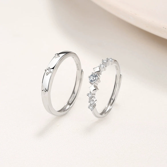 Wholesale Couple Style 925 Silver Ring With Star Shape And Diamond Design