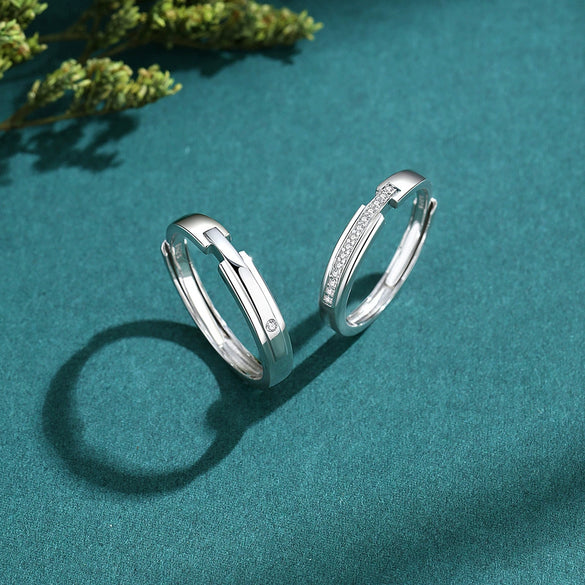 Wholesale Couple Style 925 Sterling Silver Concentric Lock Ring With Electroplating Design