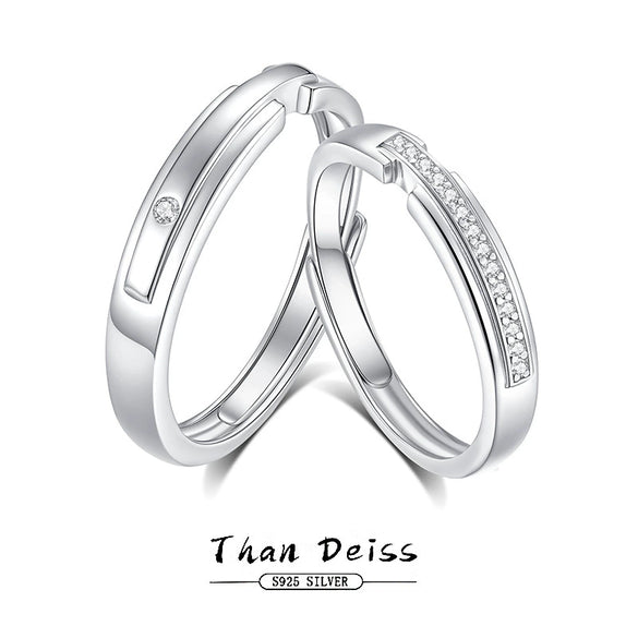 Wholesale Couple Style 925 Sterling Silver Concentric Lock Ring With Electroplating Design