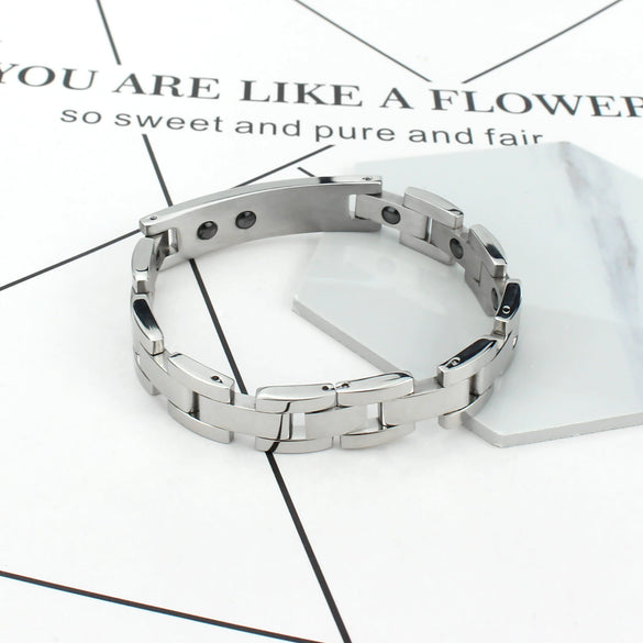 Wholesale Couple Titanium Steel Bracelet With Rhinestone And Geometric Design