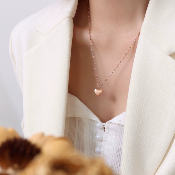 Wholesale Couple Titanium Steel 18K Gold Plated Heart Shape Ferris Wheel Pendant Clavicle Necklace For Women