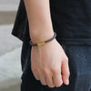 Wholesale Couple Unisex Leather Geometric Striped Alloy Magnetic Buckle Electroplated Bracelet