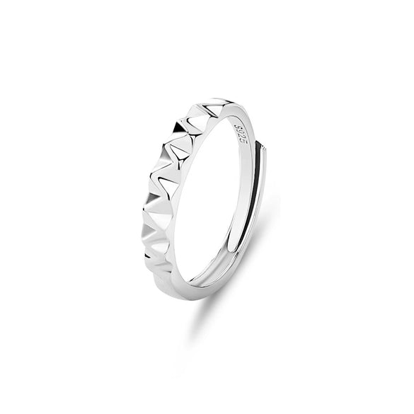Wholesale Couples Ring 925 Sterling Silver Geometric Design Diamond Inlay Adjustable
