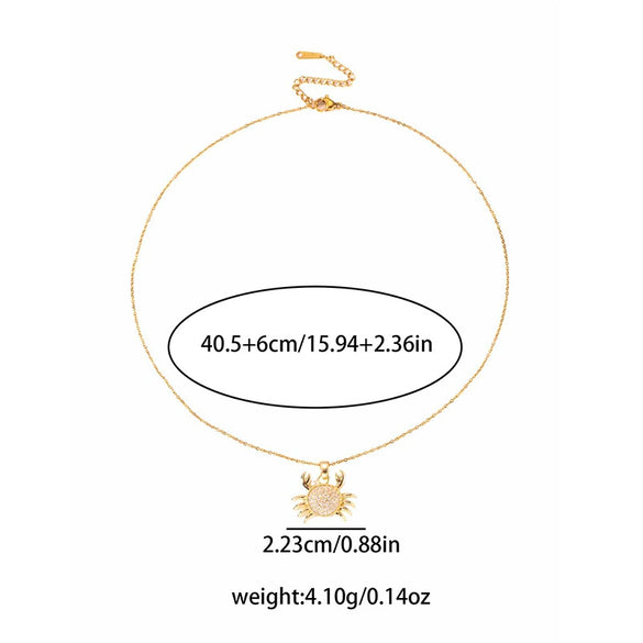 Wholesale Crab Zircon Necklace Titanium Steel Electroplating Animal Zodiac Style For Women