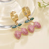 Wholesale Creamy Sweet Style Fruit Pattern Electroplated Stainless Steel Earrings For Women