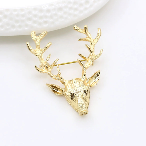 Wholesale Creative Elk Brooch With Golden Antlers For Women Alloy Material Electroplating Design