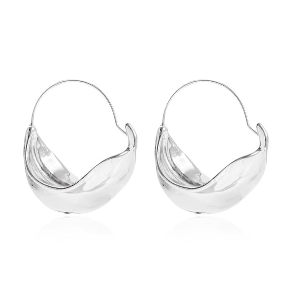 Wholesale Creative Irregular Alloy Earrings With Flower Basket Design And Geometric Pattern Electroplated For Women