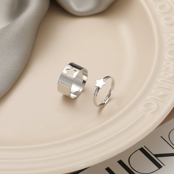 Wholesale Creative Punk Couple Ring Set Alloy Electroplated Peach Ring