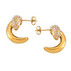 Wholesale Crescent Curved Creative Spell Drill Titanium Steel Earrings With 18K Real Gold Electroplated Finish For Women Geometric Style