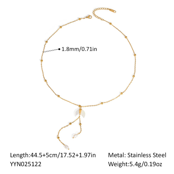 Wholesale Crescent Pendant Necklace For Women Light Luxury Fashion Stainless Steel Jewelry Pvd Furnace Vacuum Real Gold Plated