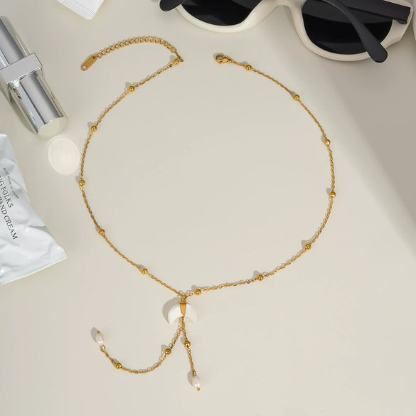 Wholesale Crescent Pendant Necklace For Women Light Luxury Fashion Stainless Steel Jewelry Pvd Furnace Vacuum Real Gold Plated