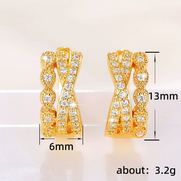 Wholesale Cross Earrings Copper Geometric Zircon Style For Women