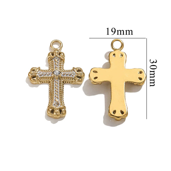 Wholesale Cross Jewelry High Quality Stainless Steel Titanium Steel Plated 18K Gold Oil Pressure Process Totem Pattern