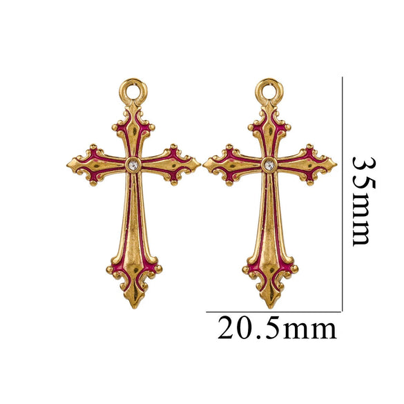 Wholesale Cross Jewelry High Quality Stainless Steel Titanium Steel Plated 18K Gold Oil Pressure Process Totem Pattern