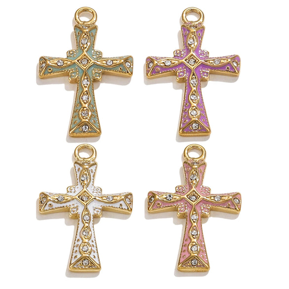 Wholesale Cross Jewelry High Quality Stainless Steel Titanium Steel Plated 18K Gold Oil Pressure Process Totem Pattern