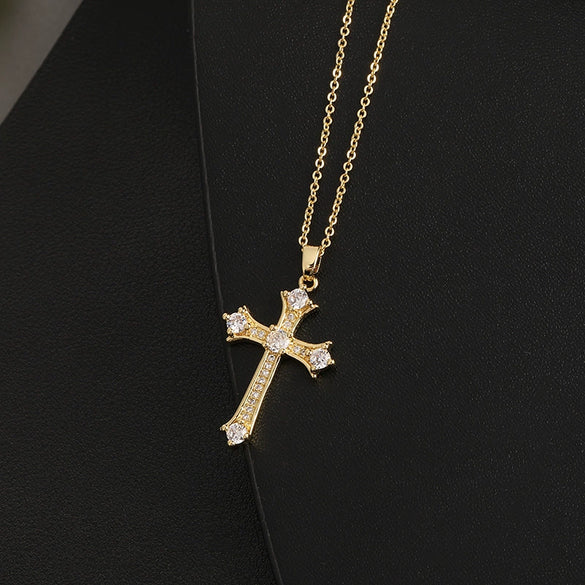 Wholesale Cross Necklace Pendant Hiphop Fashion Light Luxury Style Copper Ochain Micropaved For Men And Women