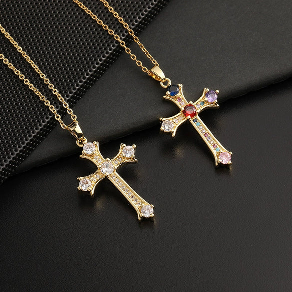 Wholesale Cross Necklace Pendant Hiphop Fashion Light Luxury Style Copper Ochain Micropaved For Men And Women