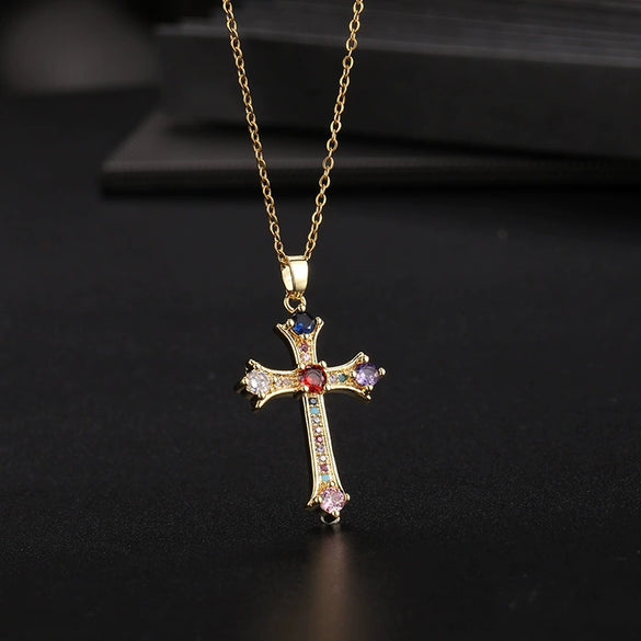 Wholesale Cross Necklace Pendant Hiphop Fashion Light Luxury Style Copper Ochain Micropaved For Men And Women