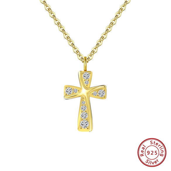 Wholesale Cross Necklace S925 Sterling Silver Inlaid With Diamonds Geometric Style Electroplated For Men And Women