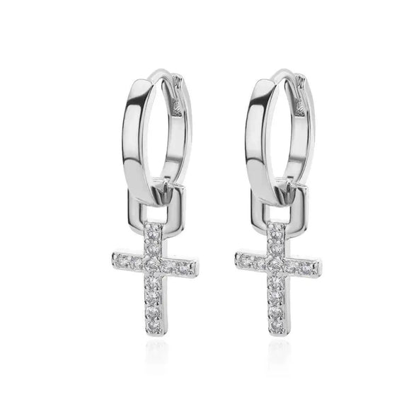 Wholesale Cross Pendant Earrings Geometric Shape Stainless Steel 18K Gold Plated Electroplating For Women