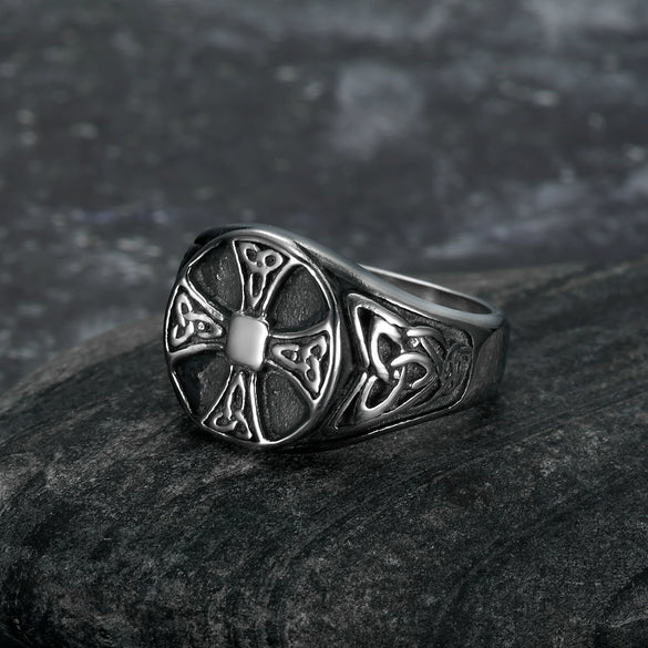 Wholesale Cross Ring In Viking Retro Style For Unisex Stainless Steel With Animal Zodiac Pattern And Electroplating