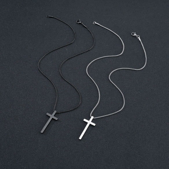 Wholesale Cross Titanium Steel And Pearl Sweater Chain In Ins Punk Style