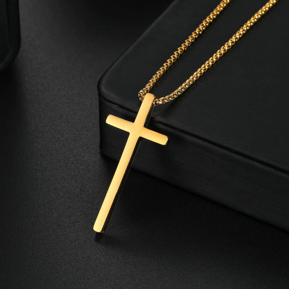 Wholesale Cross Titanium Steel And Pearl Sweater Chain In Ins Punk Style