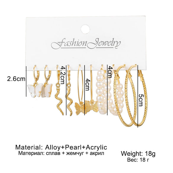 Wholesale Crystal Alloy Acrylic Fashion Elegant Retro Animals Geometric Earrings Set For Women With Electroplating