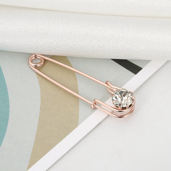 Wholesale Crystal Brooch Metal Rhinestone Crown Geometric Style Electroplating Women's Shoulder Strap Fixed Pin
