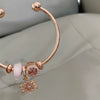 Wholesale Crystal Electroplated Rose Gold Bow Pendant Bracelet For Female Students