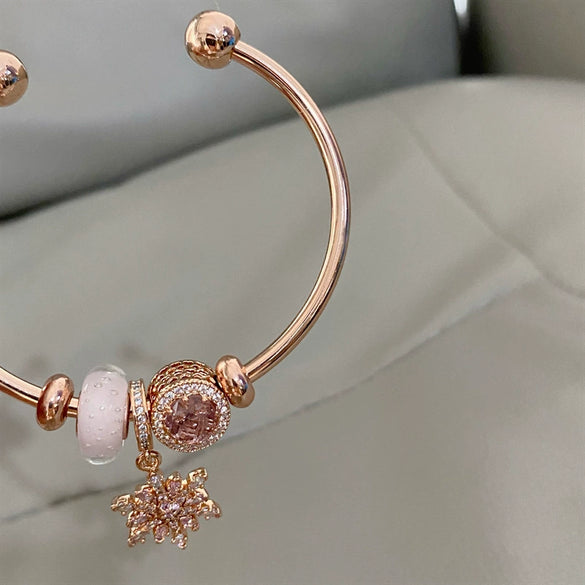 Wholesale Crystal Electroplated Rose Gold Bow Pendant Bracelet For Female Students