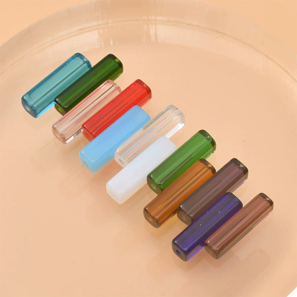 Wholesale Crystal Glass Long Square Straight Tube Beads Jewelry Making Materials For Earring Necklace Bracelet