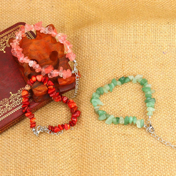 Wholesale Crystal Gravel Amethyst Handmade Geometric Pattern Unisex And Women's Adjustable Bracelet