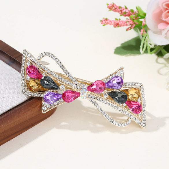 Wholesale Crystal Hairpin For Middleaged And Elderly Women Diamondencrusted Bow Design