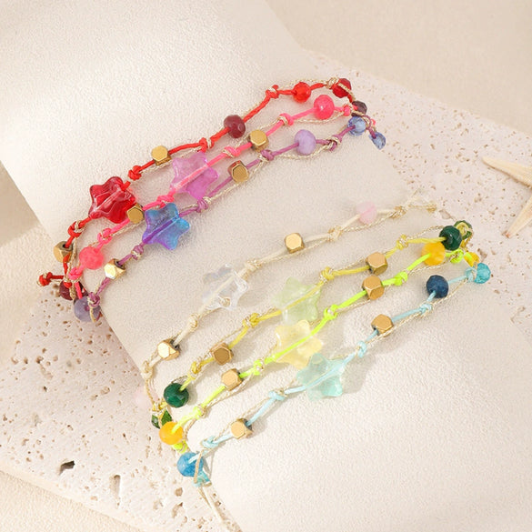 Wholesale Crystal Handmade Star Pattern Braided Bracelet For Women