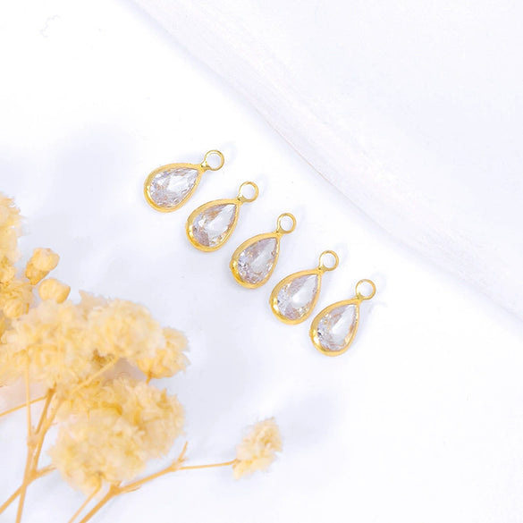 Wholesale Crystal Zircon Earrings Pendant With Gold Plated Electroplating And Geometric Style