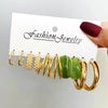 Wholesale Cshaped Imitation Pearl Earrings Set Alloy Animal Zodiac Pattern Set With Diamonds Retro Women's
