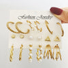Wholesale Cshaped Imitation Pearl Earrings Set Alloy Animal Zodiac Pattern Set With Diamonds Retro Women's