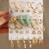 Wholesale Cshaped Imitation Pearl Earrings Set Alloy Animal Zodiac Pattern Set With Diamonds Retro Women's