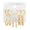 Wholesale Cshaped Imitation Pearl Earrings Set Alloy Animal Zodiac Pattern Set With Diamonds Retro Women's