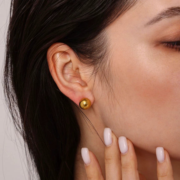 Wholesale Cshaped Round Bead Earrings With Fine Steel Balls And High Texture Stainless Steel Ushape And Geometric Pattern Electroplated Women's Exaggerated Earrings