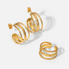 Wholesale Cshaped Stainless Steel Earrings And Geometric Titanium Steel Ring With 18K Gold Plated Electroplating