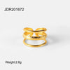 Wholesale Cshaped Stainless Steel Earrings And Geometric Titanium Steel Ring With 18K Gold Plated Electroplating