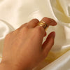 Wholesale Cshaped Stainless Steel Earrings And Geometric Titanium Steel Ring With 18K Gold Plated Electroplating