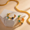 Wholesale Cshaped Stainless Steel Earrings With Inlaid Natural Stone 18K Goldplated Electroplated For Women Geometric Style